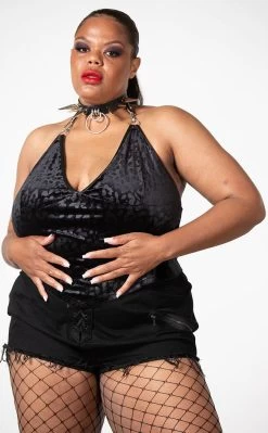 Alley Cat Halter Top | Black [Plus-Size]