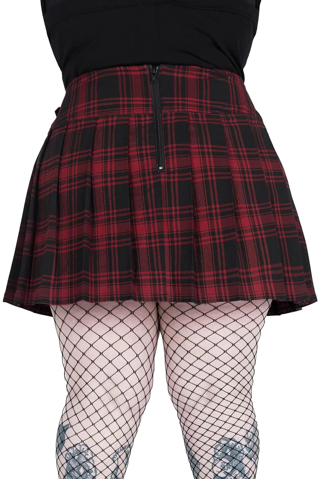 Killstar Bat Girl Skirt Red Tartan With Statement Buckles - Image 7