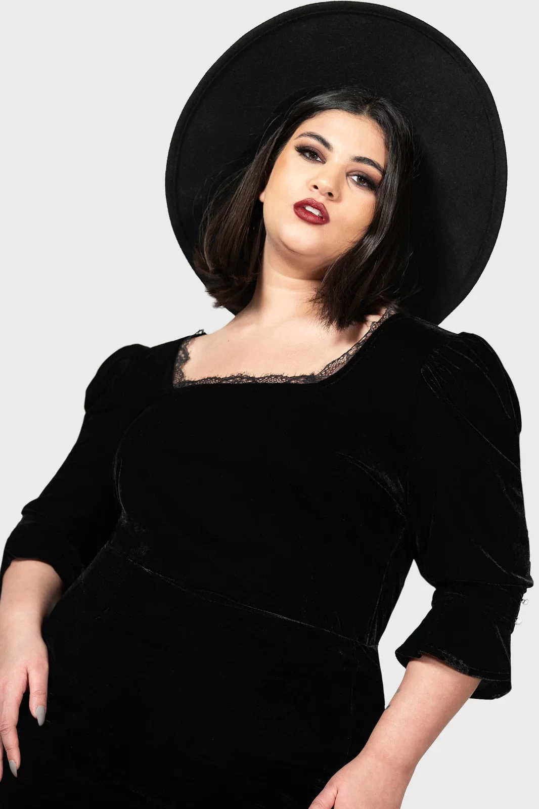 Killstar Dottie Dottie Velvet And Lace Top Goth - Image 2