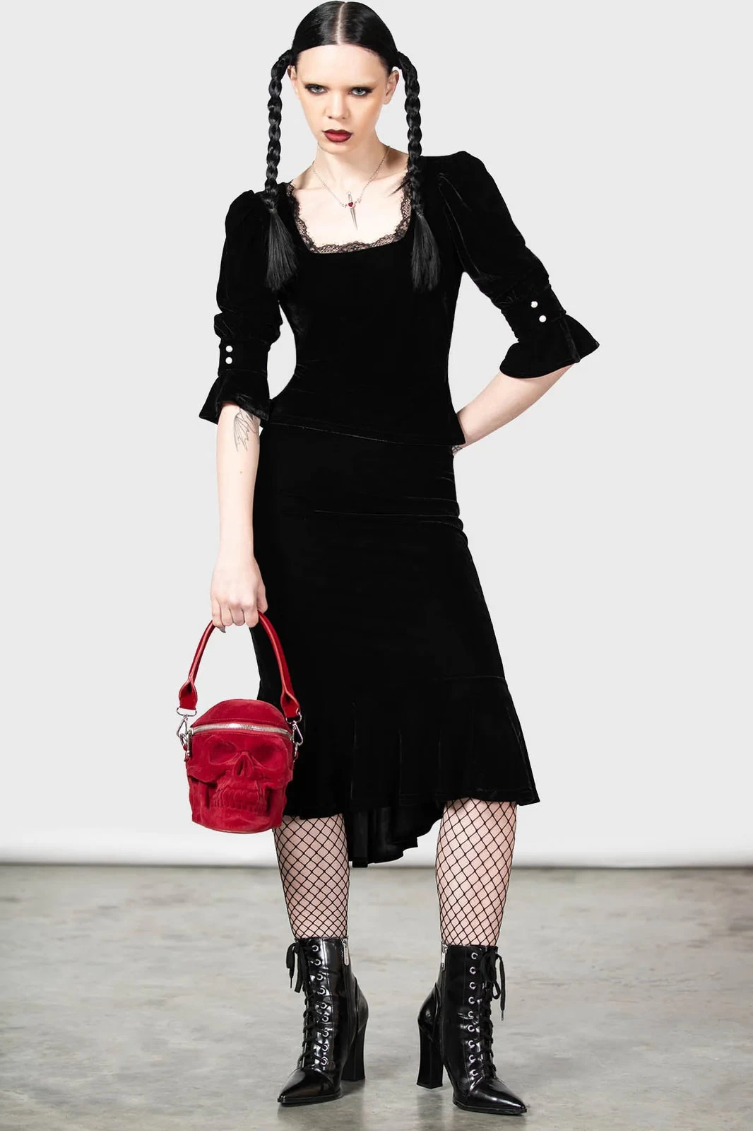 Killstar Dottie Dottie Velvet And Lace Top Goth - Image 9