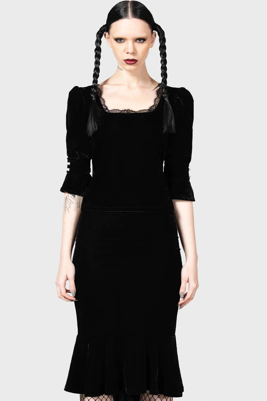 Killstar Dottie Dottie Velvet And Lace Top Goth - Image 10