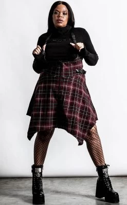 Dazed & Confused Suspender Skirt | Blood Tartan