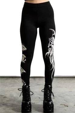 Killstar Insomnia Printed Leggings Eyes And Reaper