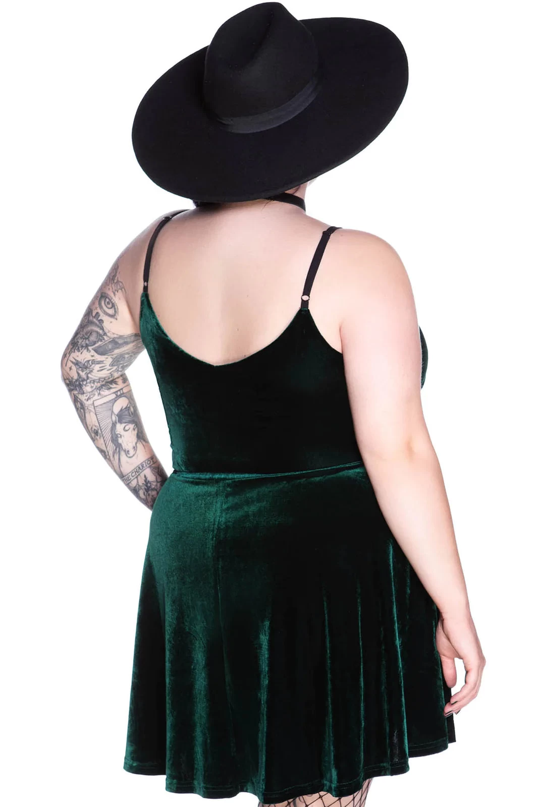 Killstar Magica Dress In Emerald Green Velvet With Harness Detailing - Image 2
