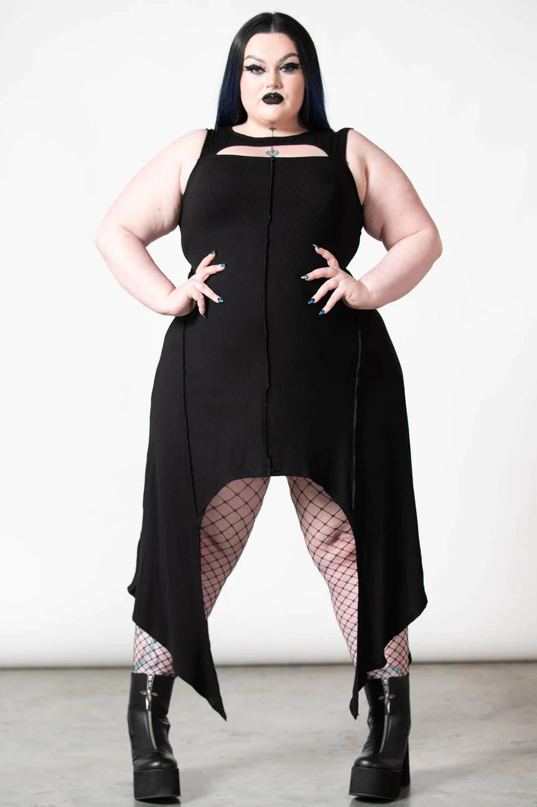 Killstar Milicent Sleeveless Dress Asymmetric Hem - Image 2