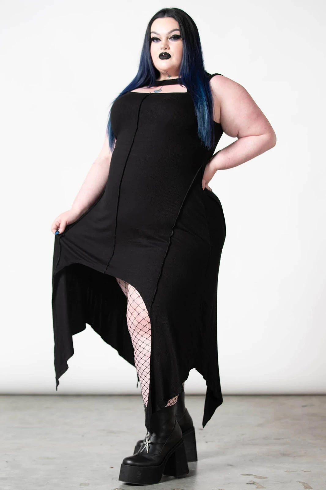 Killstar Milicent Sleeveless Dress Asymmetric Hem - Image 4