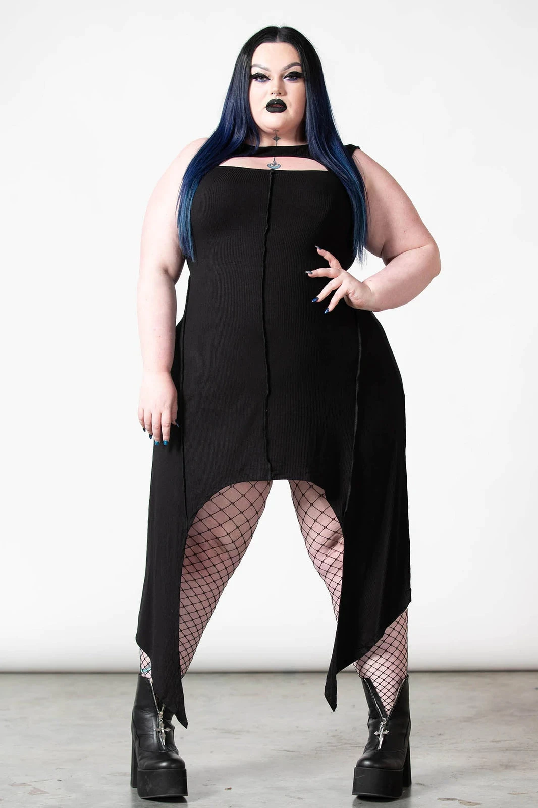 Killstar Milicent Sleeveless Dress Asymmetric Hem - Image 5