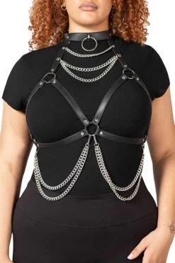 Killstar On A Leash Black Statement Harness With Chains