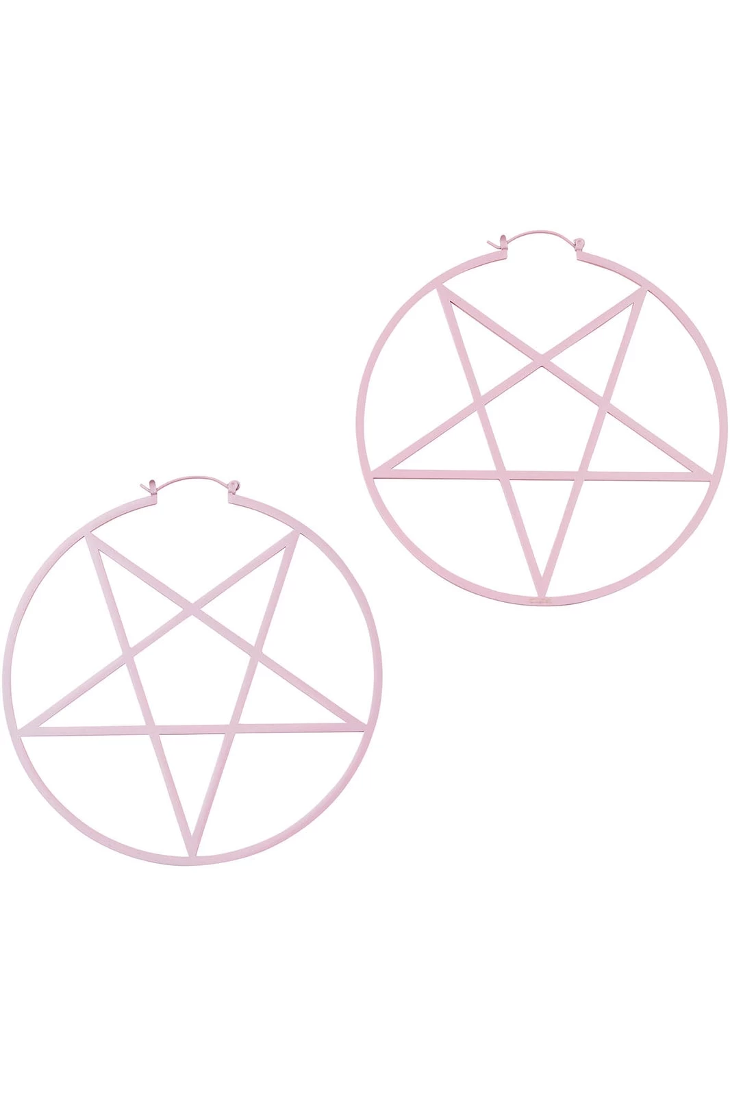 Killstar Pentagram Hoop Earrings In Light Pink - Image 2