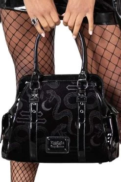 Killstar Time Warp Handbag Purse Velvet Embossed Snakes