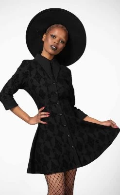 Vanda Flocked Collar Dress